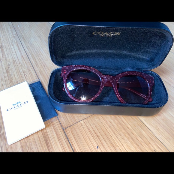Coach Sunglasses Burgundy Glitter Logo C (L1076) - Picture 6 of 7